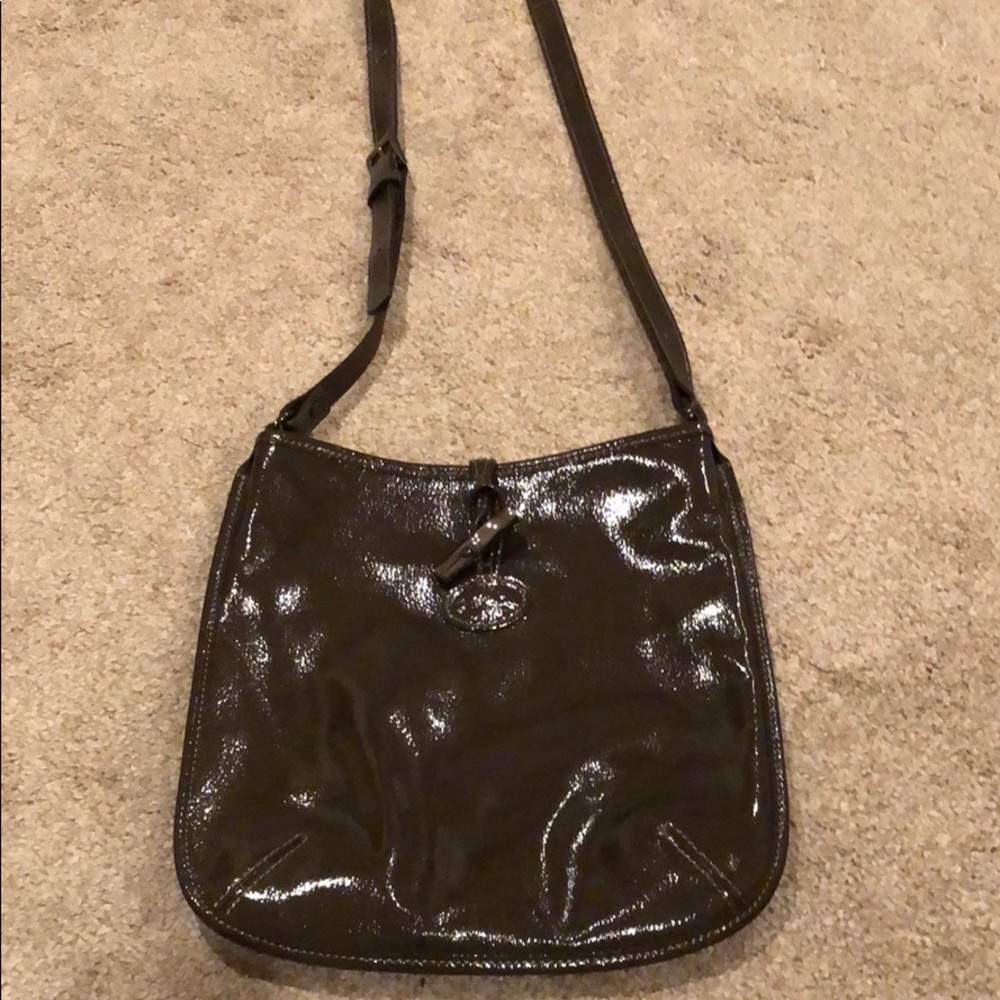Longchamp Crossbody Brown Patent Leather